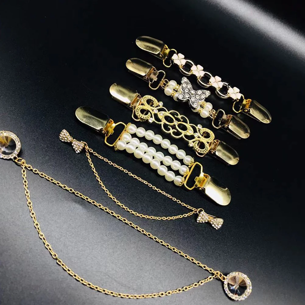 

6 Pcs Women Sweater Clip Shawl Clasp Cardigan Brooch Alloy Ccb Metal Decorative Clothing Accessories Fixing Pin for Dress Shirt