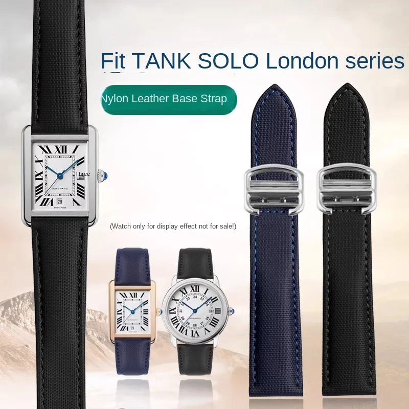 16 مللي متر 18 مللي متر 20 مللي متر حزام ساعة من النايلون ل كارتييه تانك الرجال سانتوس المرأة سوار قماش جلد البقر سوار للطي مشبك #1