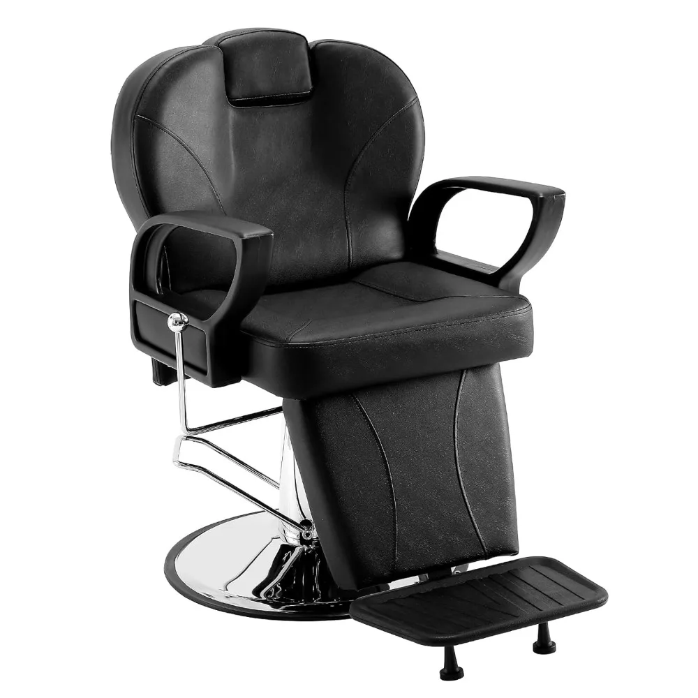 Hydraulic Reclining Barber Chairs, 360° Swivel with Heavy-Duty Steel Frame, Max Load Weight 330 lbs