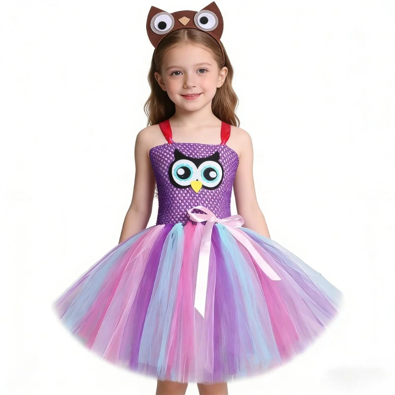 

Baby Girls Owl Ballet Tutu Dress for Kids Christmas Outfit Birthday Clothes Children Animal Halloween Costumes with Ears Hairbow