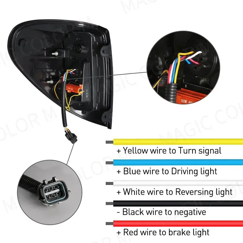 Zespół tylnego światła samochodowego do Mitsubishi L200 Triton Colt 2005-2016 Kierunkowskaz LED Tylny hamulec Światło cofania Światło przeciwmgielne