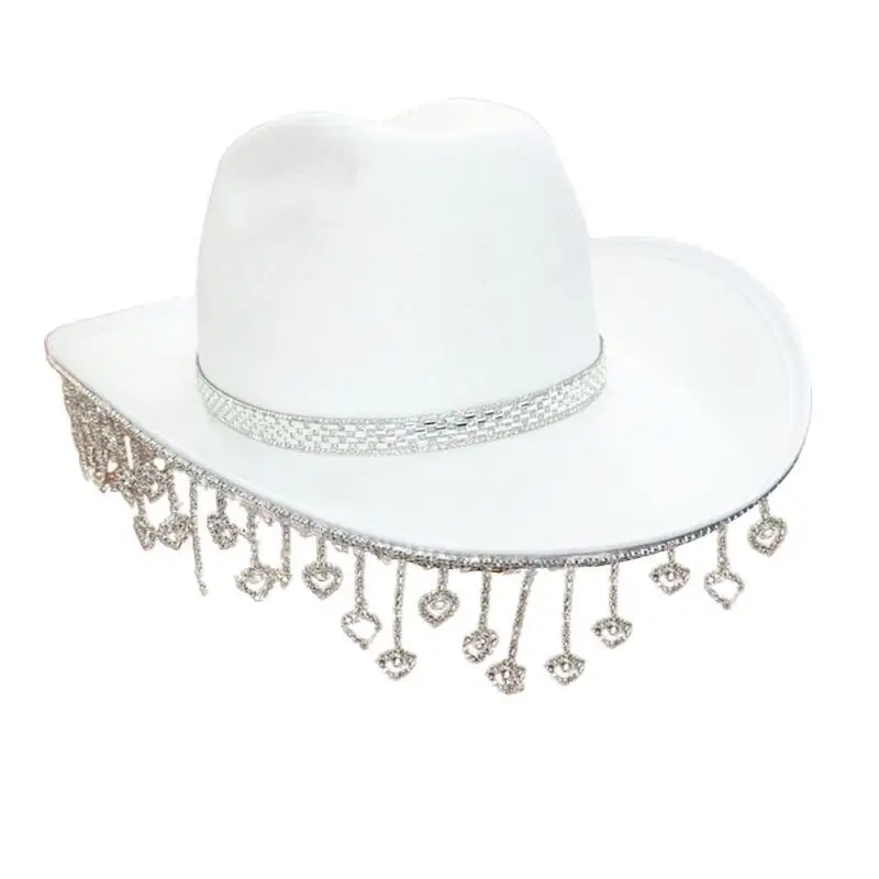 652F Ultra-flashing Cowgirl Hat with Shimmering Rhinestones for Bachelorette Party