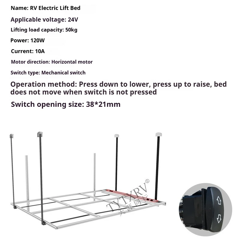 Customizable RV Bed Lift System, Electric Aluminum Profile Adjustable Lifting Mechanism for Camper & Caravan