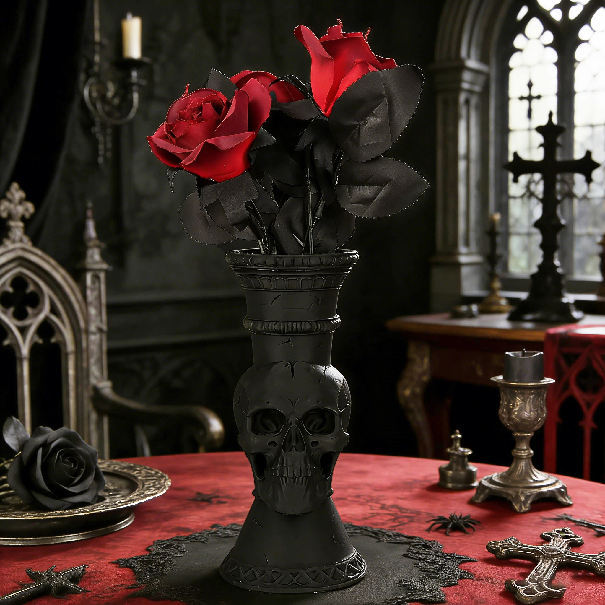Cross-Border Gothic Dark Style Skull Shaped Decorative Vase For Dark Retro-Style Home Soft Decoration Floral Container Scenario