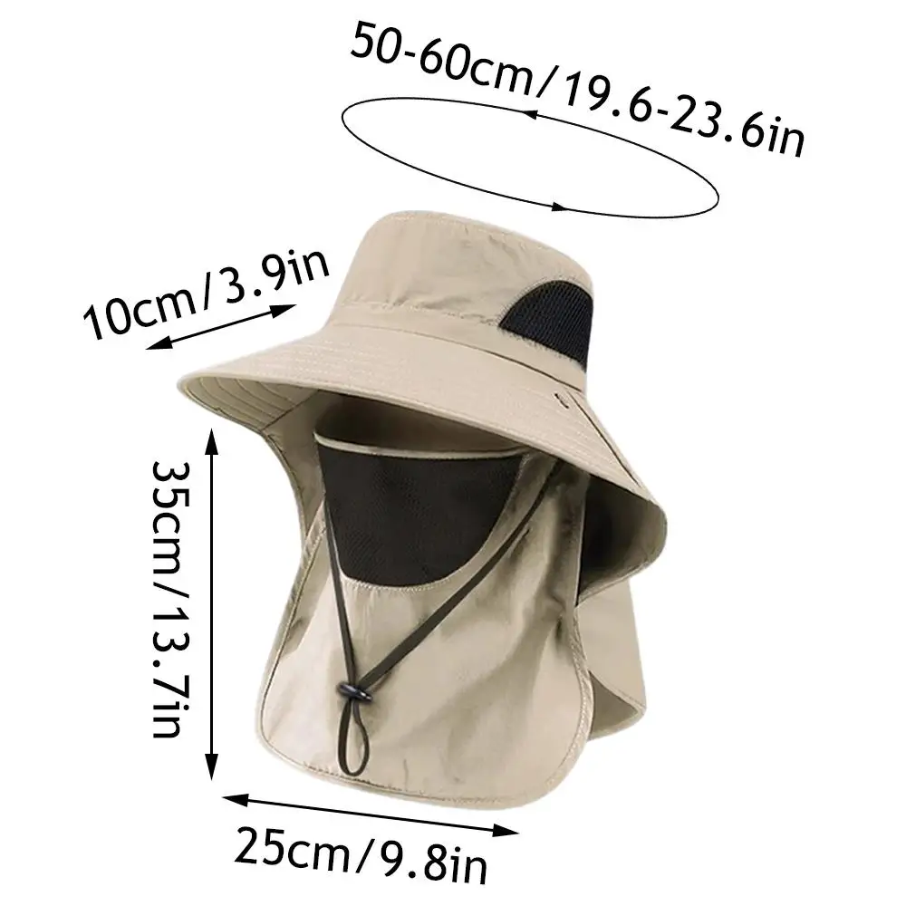 Topi Ember Pelindung Kemah Mendaki Uniseks Topi Matahari Musim Panas Topi Memancing Berburu Luar Ruangan Masker Dapat Dilepas Topi Nelayan Perlindungan Uv