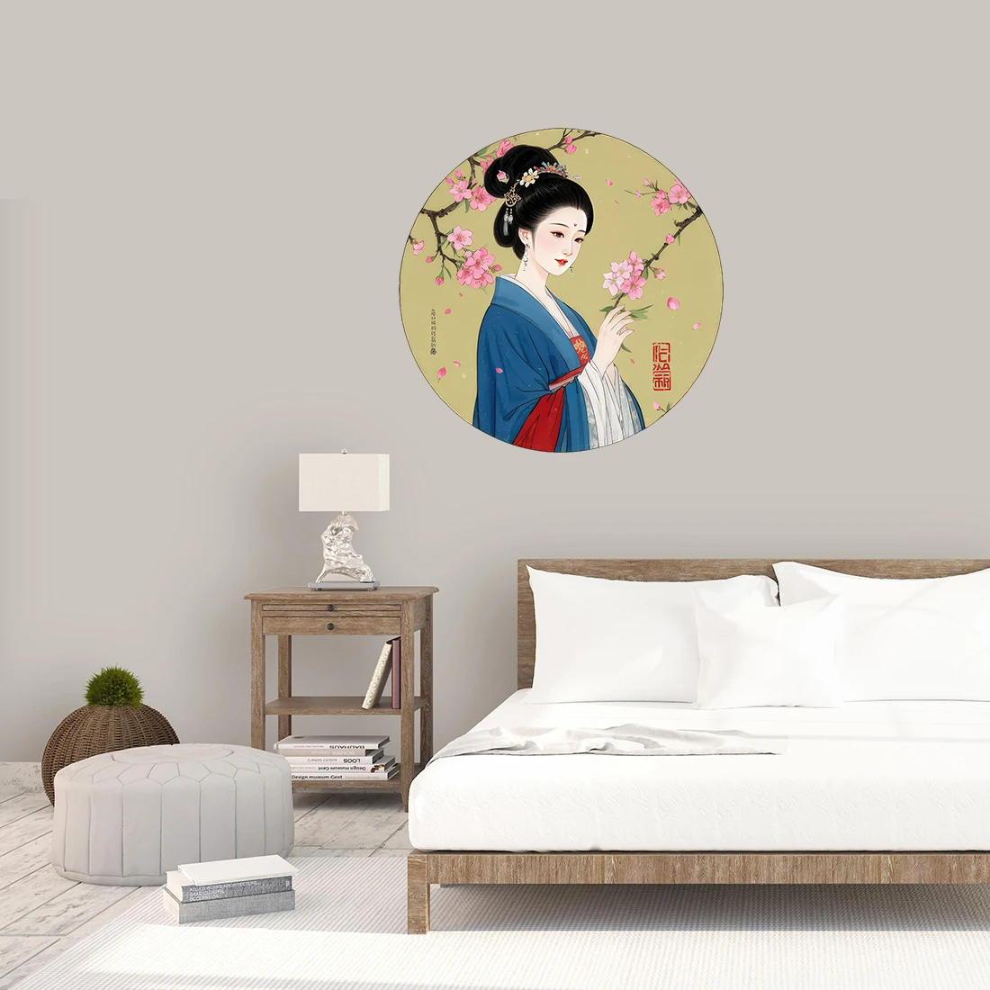 Three Ratels CG24 Classic Watercolor Painting of Oriental Ancient Beauty PVC Self Adhesive Art Stickers for Home Decoration