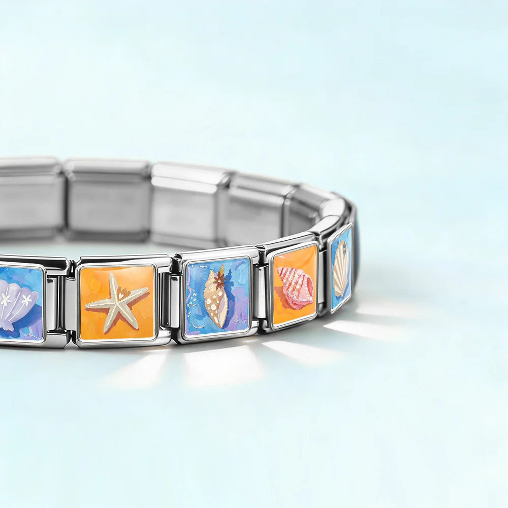 GEMOSE 2026 Sommer Ozean Original Muschel Oktopus Seestern Italienischer Charm-Anhänger passend für 9mm Armbänder Edelstahl Schmuckherstellung – Detail 5
