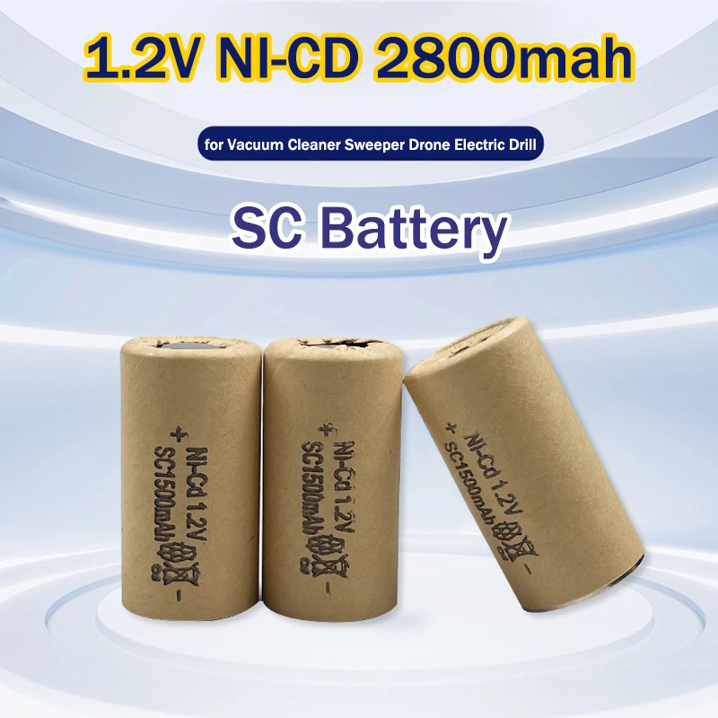 1.2V NI-CD 2800mah Screwdriver Drill SC Battery Rechargeable SubC Cell Batteries for Vacuum Cleaner Sweeper Drone Electric Drill