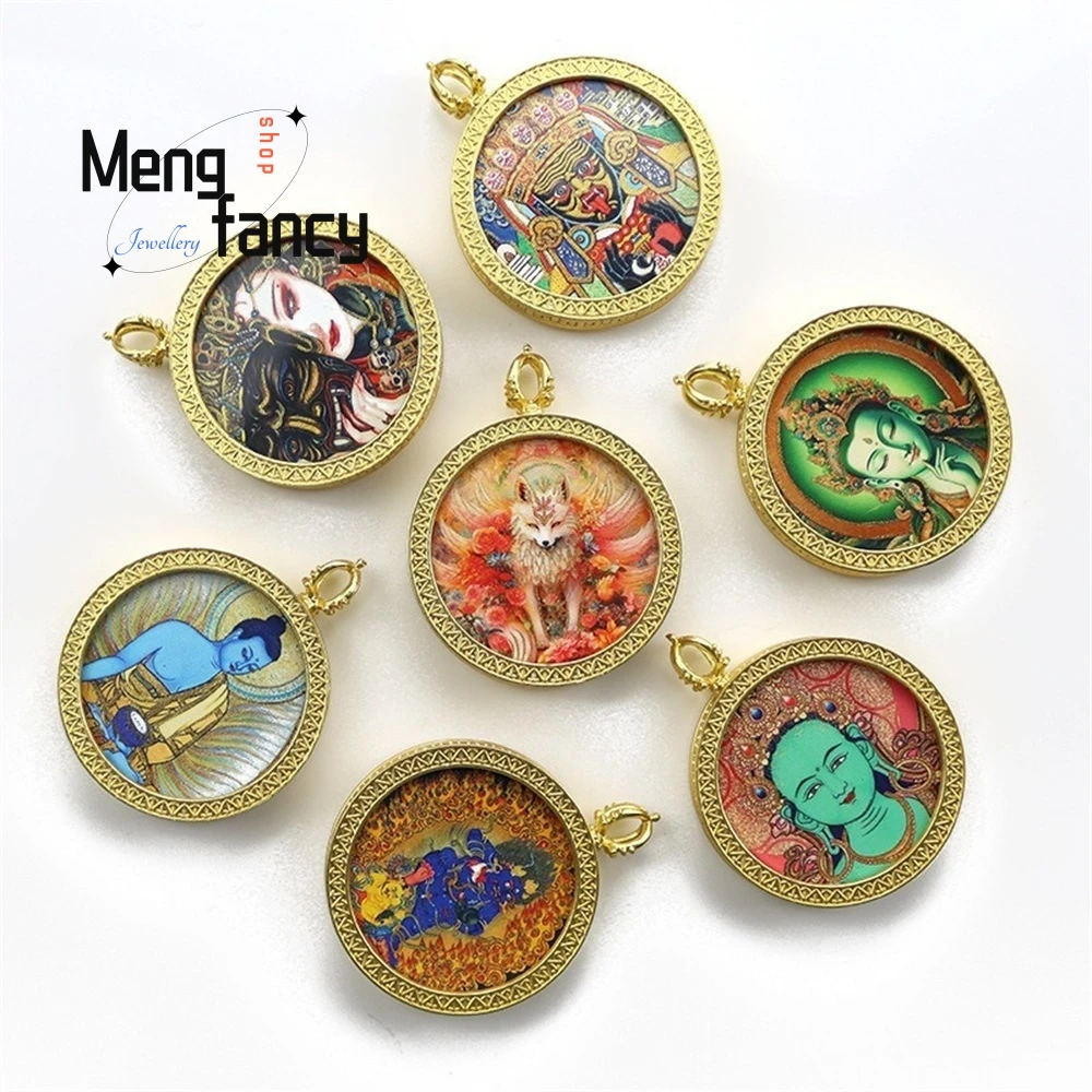 New Circle Thangka Hand-painted Past and Present Lives The Eight Guardian Deities National Style Pendant Popular Fashion Jewelry