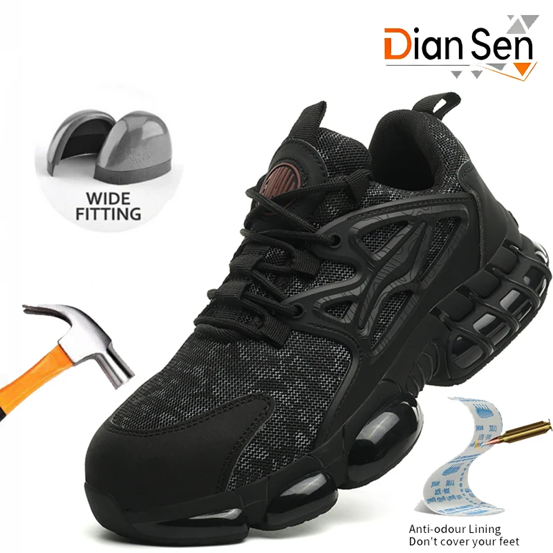 

Safety Shoes Men Steel Toe Cap Boots Work Sneakers Anti-smash Anti-puncture Indestructible Shoes Sport Hiking Comfortable Shoes