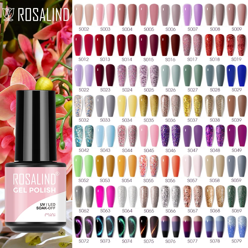 ROSALIND Nail Gel Polish Pure Color Hybrid Varnish Semi Permanent Nail Art Gel Nail Polish For Manicure Lacquer Top Base Coat