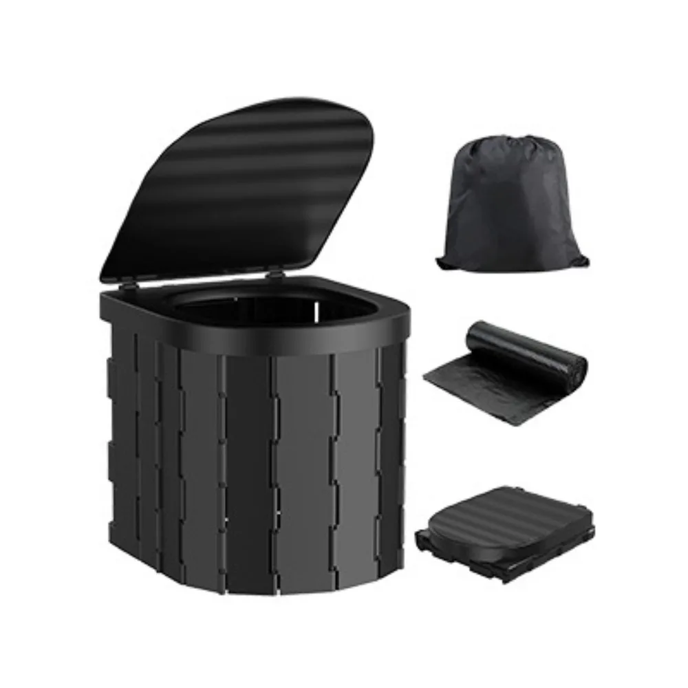 

Camping Toilet Portable Toilet for Adults & Kids Foldable Potty & Outdoor Emergency Sanitation Products Trash Can Stool