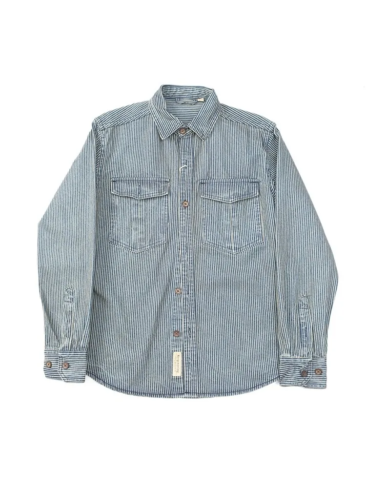 

Мужская повседневная джинсовая повседневная одежда в стиле ретро с талией Long Sve, повседневная одежда износостойкого хлопка и полиэстера, весна-осень