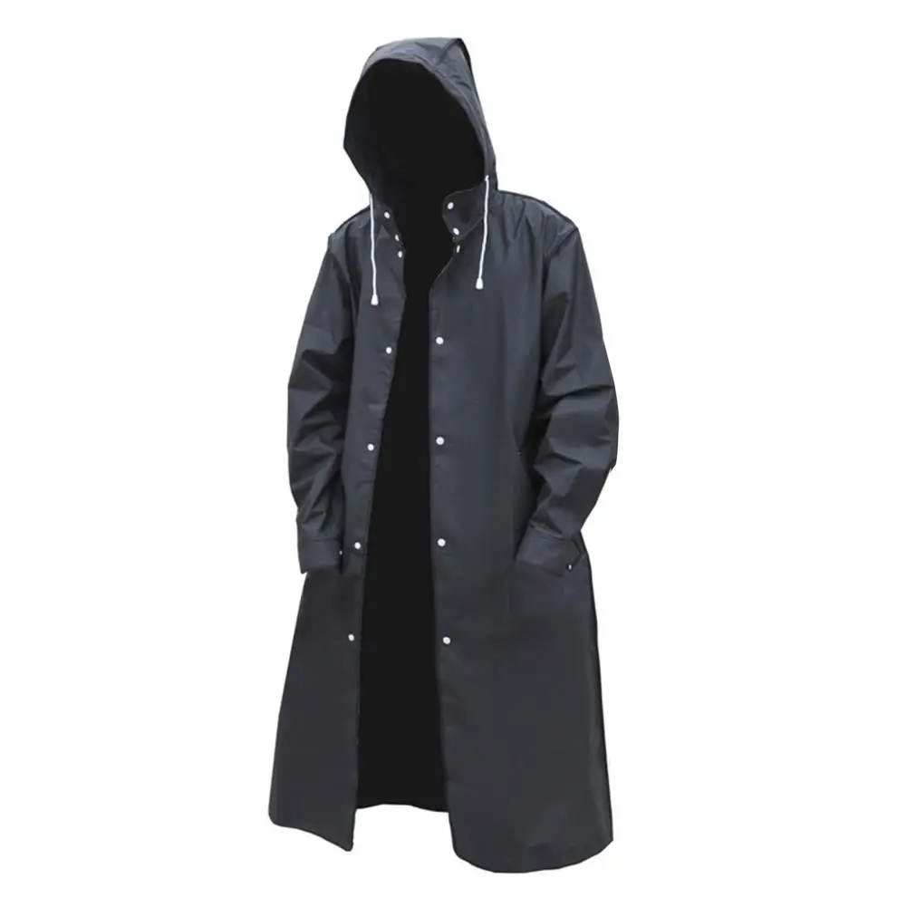 Fashionable Waterproof Jacket Men's Waterproof Rain Poncho with Hood Lightweight Long Safety Raincoat with Reflective Stripes