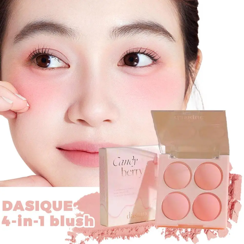 Dasique 4 Colors Blush Plate Ice Cream Blusher Powder Velvet Peach Pink Blush Palette Natural Cheek Contour Tint Beauty Makeup