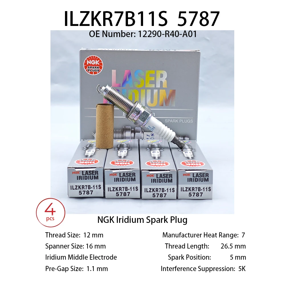 

4 шт. 6 шт. оригинальная свеча зажигания NGK Iridium ILZKR7B-11S 5787 подходит для 12290-R40-A01