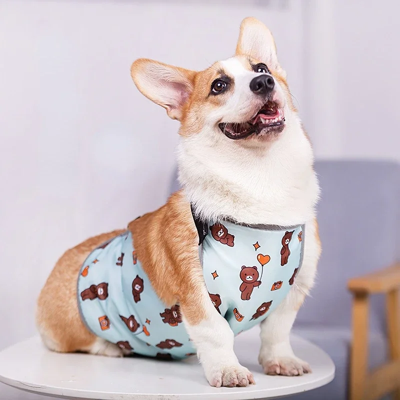 Cute Dog Clothes for Corgi Dogs Belly Protection Clothing Waterproof Warm Pet Dog Bib Summer Dog Belly Pocket Supplies