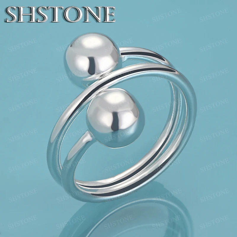 

Fashion Design 925 Sterling Silver Double Sphere Circular Open Ring Women's Accessories Birthday Party Men Trendy New Jewelry