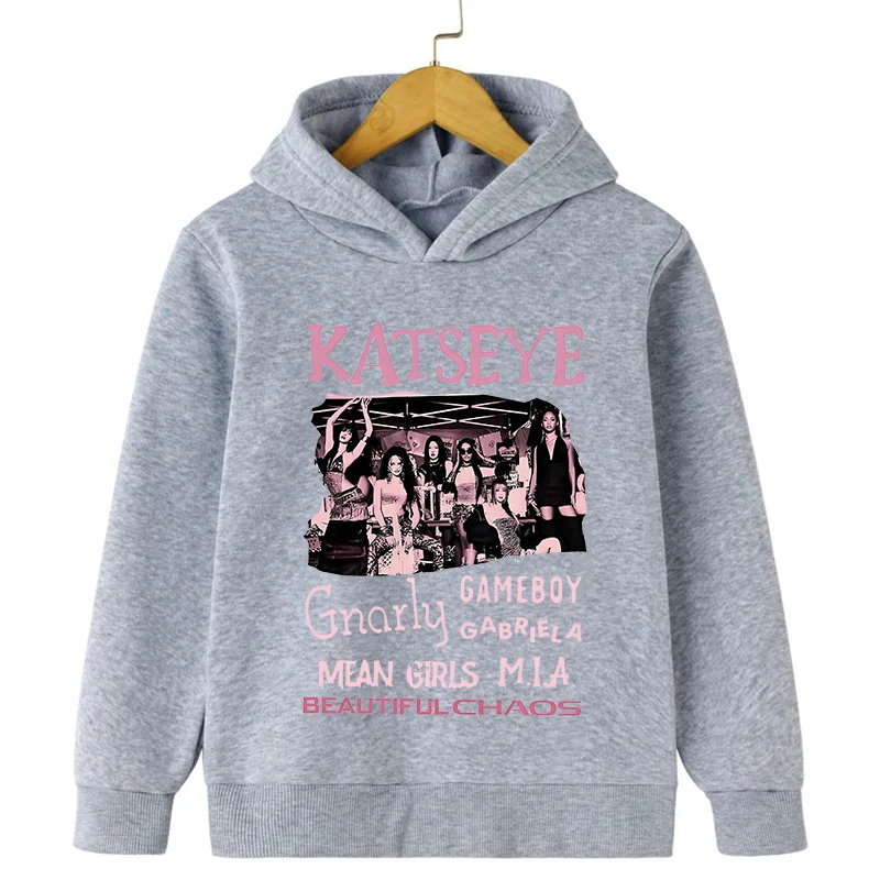 Girls Group Katseye Graphic Hoodies Boys Girls Hooded Sweatshirts Toddler Kids Casual Pullovers Idol Printed Harajuku Sportwear