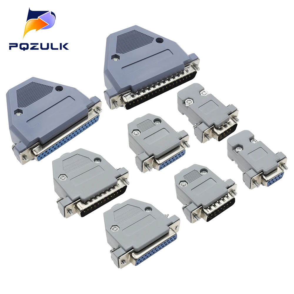 DB9 DB15 DB25 DB37 Adapter Connector Serial COM Plug Connectors Hole pin Female Port Socket Plastic Case