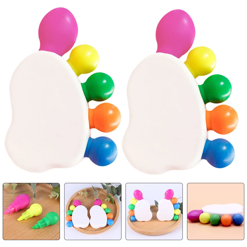

2 Sets Foot Toe Shape Colorful Highlighter Pens Creative Marker Pens For Students Mild Pastel Highlighters Chisel Tip Wide Thin