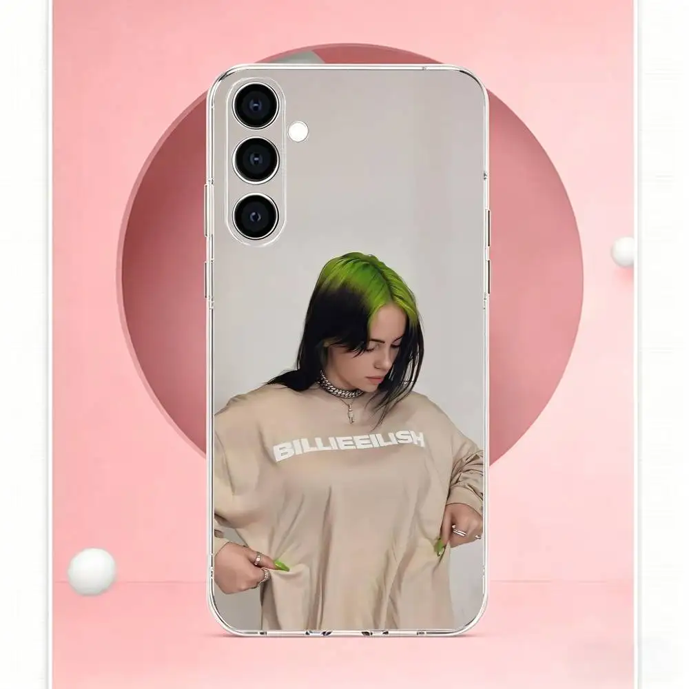 Representative pop singers B-illie Eilish  Phone Case For Samsung Transparent Soft Case A73,A72,A71,A70,A53,A52,A51 view 2
