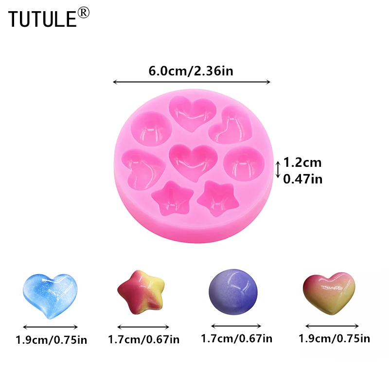 DIY Silicone Molds Set - Hearts Stars Hemispheres for Chocolate Cake Resin Casting Epoxy Resin Craft Making Kitchen & Dining