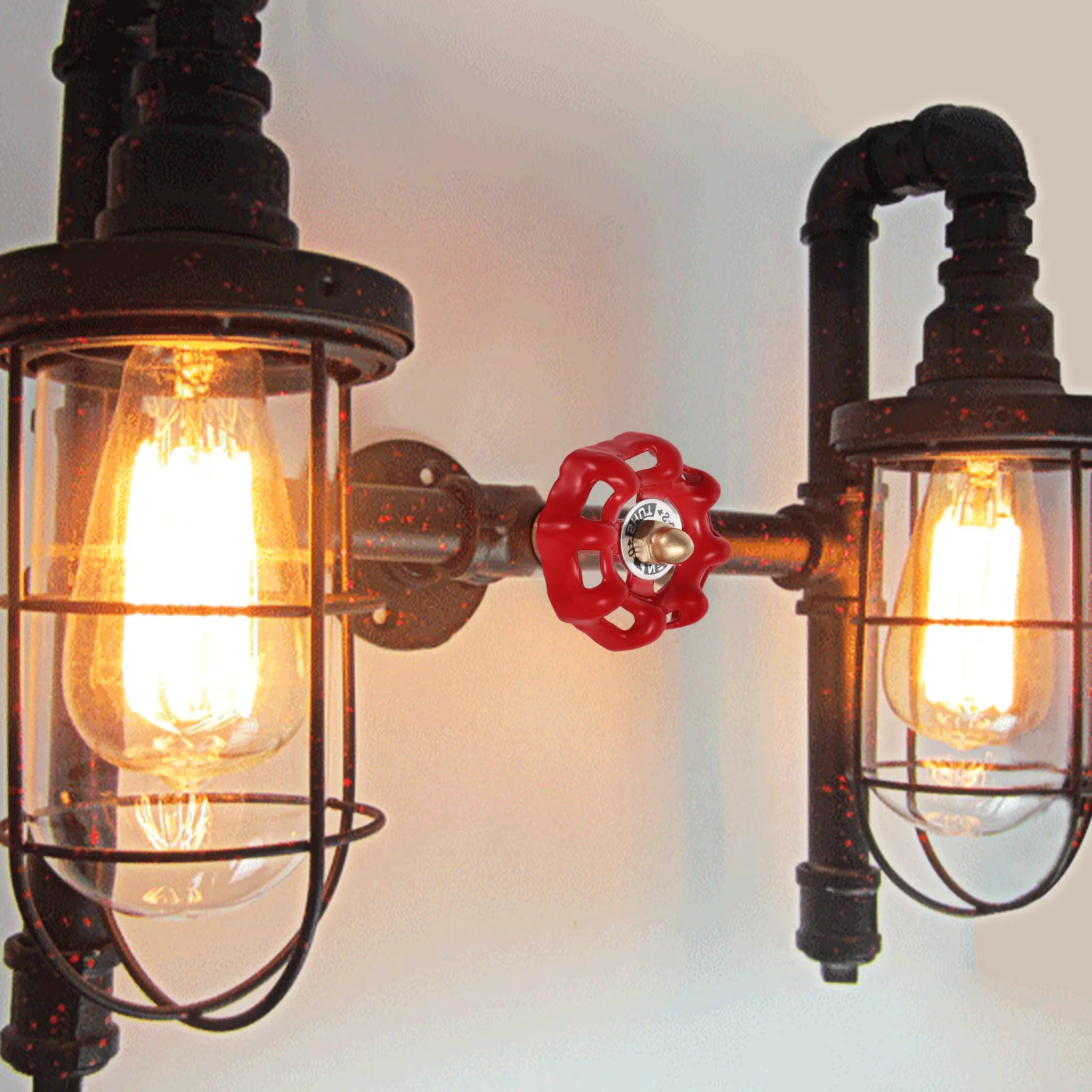 

Steampunk Vintage Stop Valve Light Switch Iron Valve for Water Pipe Lamps Table Lamp Dimmer Home Shop Bathroom Use Red Wire