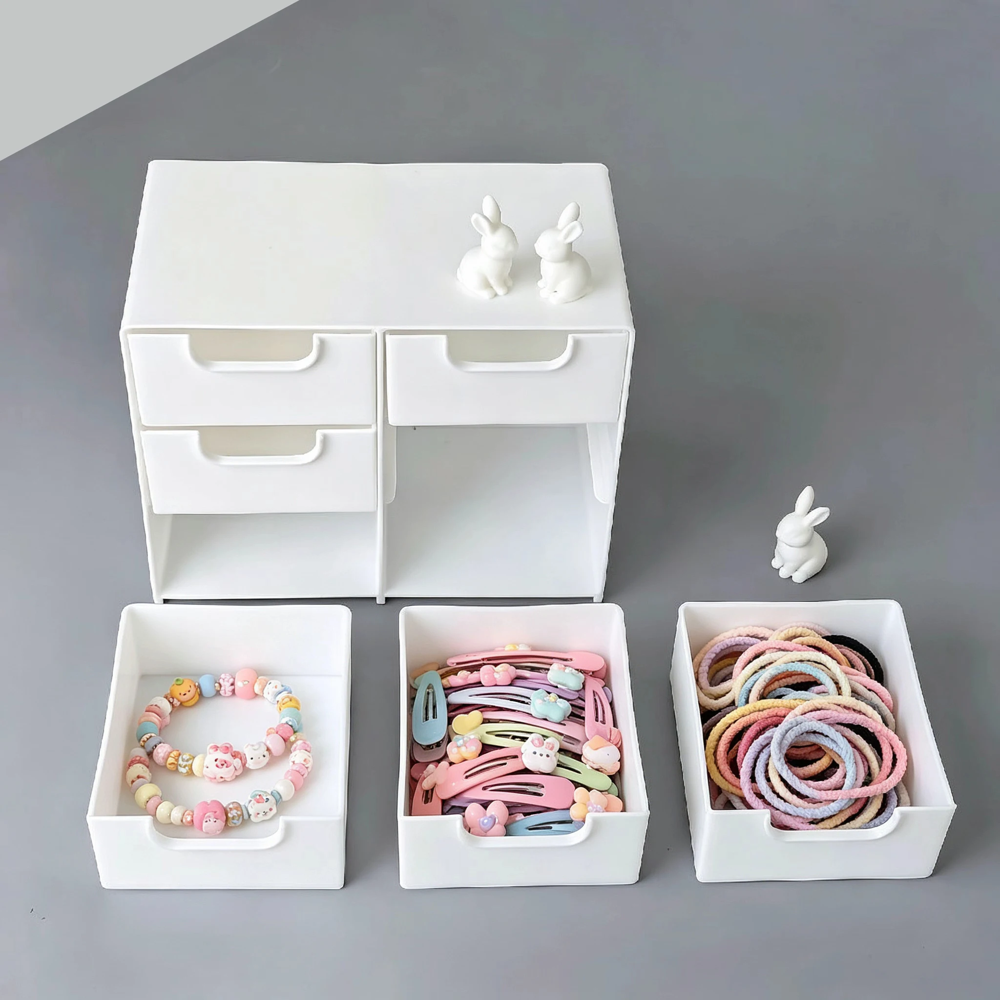 Desktop Organizer with Drawers, Stackable Storage Drawers for Organizing Office Supplies, Cosmetics, Pencils, Tape, Erasers, and Paper Clips