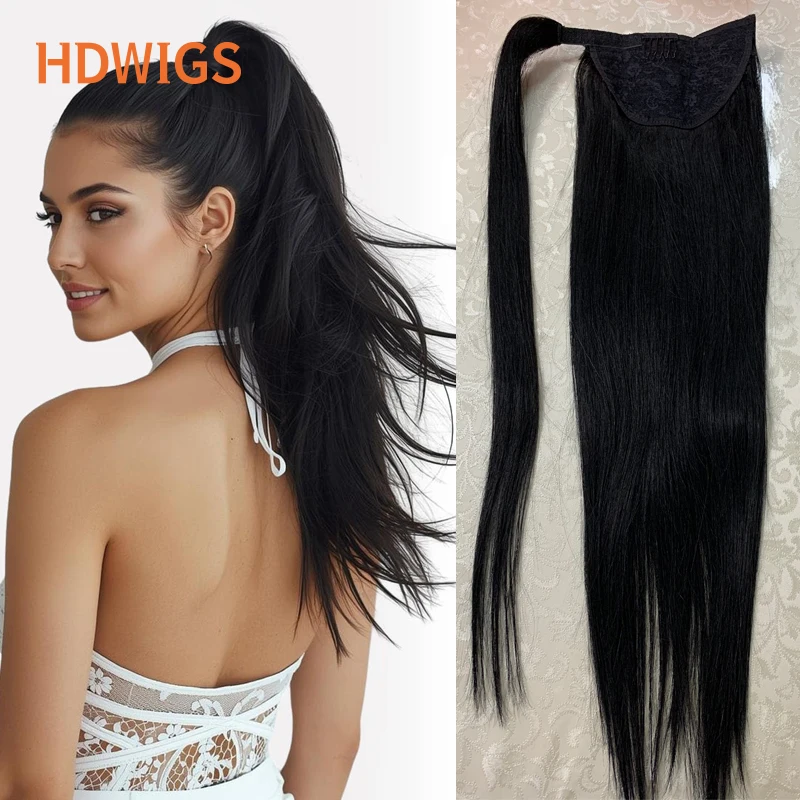 

Real Human Hair Ponytail Extension for Women Clip in Extensions Hair Straight Wrap Around Ponytail Pony Tail Piece Human Hair