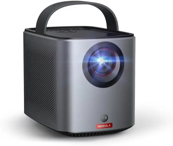 

Projector 400 ANSI-Lumen Brightness, Native 1080P, Dolby Digital Sound,150-Inch Picture, Built-In Batter