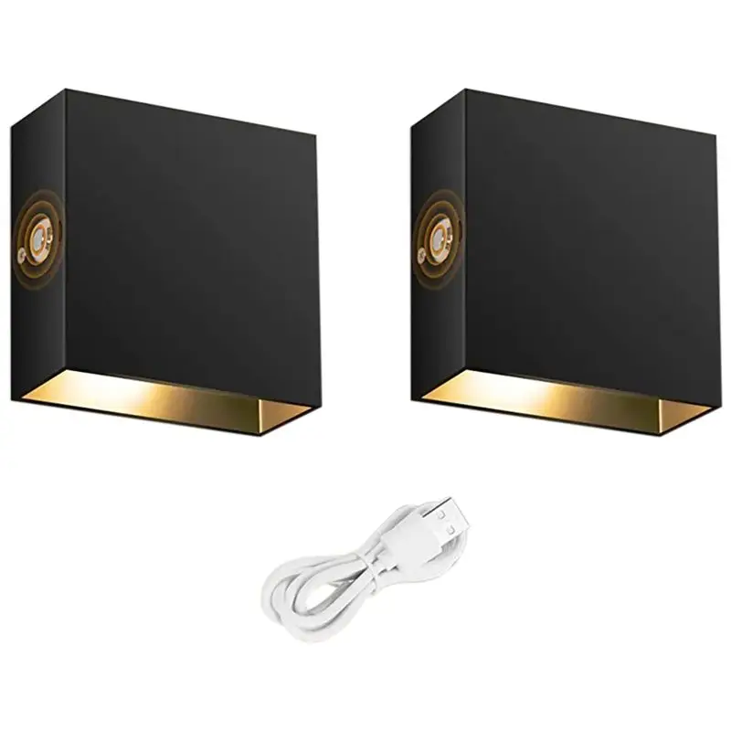 

AB15-2Set Touch Wall Lamp USB Rechargeable Night Light Aluminum Indoor Touch Dimmable (White Light)