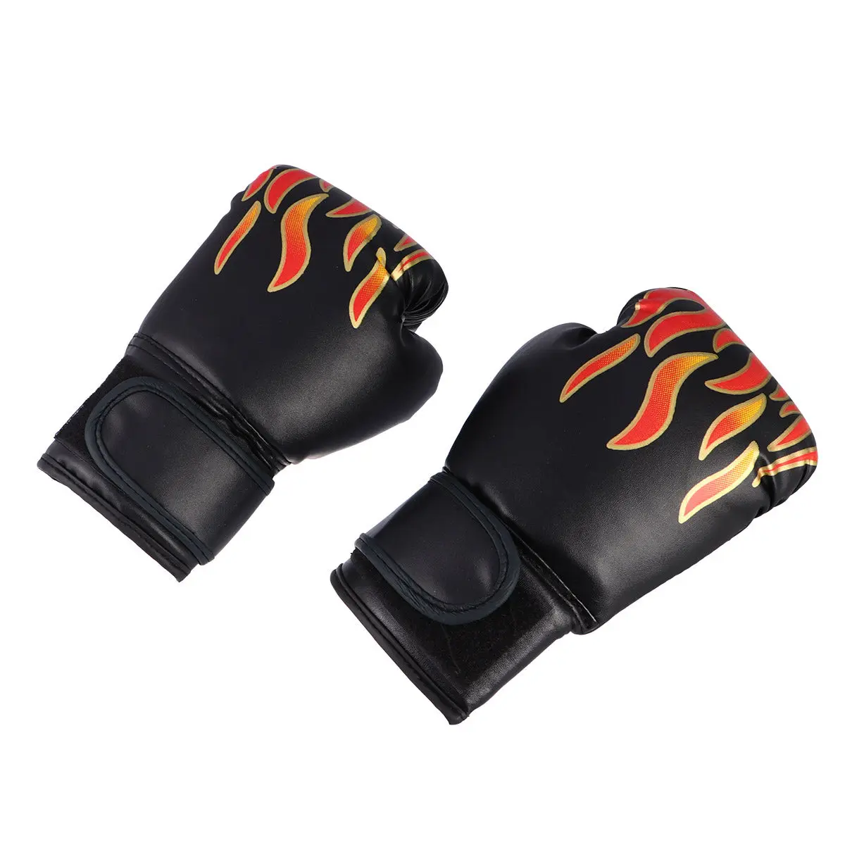 PU Boxing Gloves Flame Design Adjustable Sticking Pad Wear Resistant Breathable Punch Mitts for Kickboxing