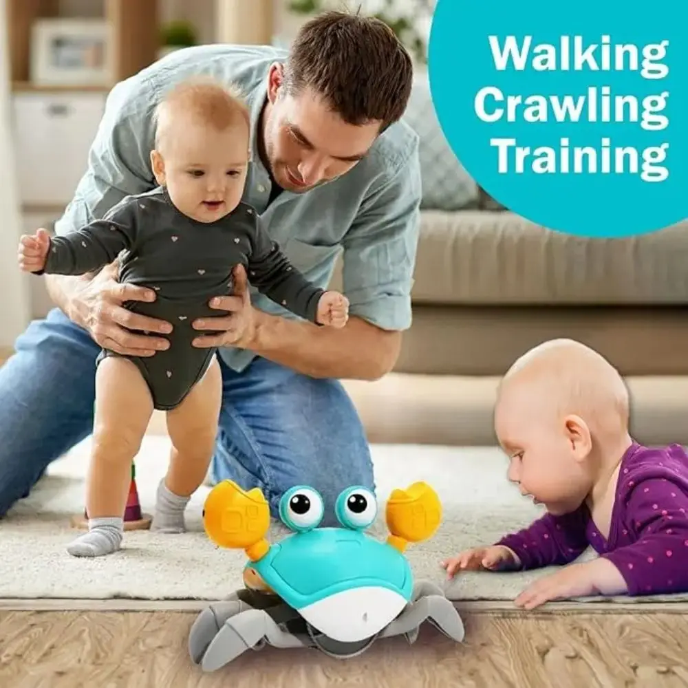 Giocattolo di granchio danzante leggero e musicale Fuga a terra piatta Rilevamento automatico Granchio danzante elettrico Cartoon USB ricaricabile