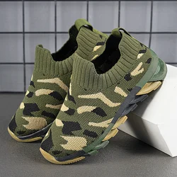 Zapatillas de deporte de camuflaje verde para niños, zapatos deportivos informales para correr, de moda, de 4 a 12 años