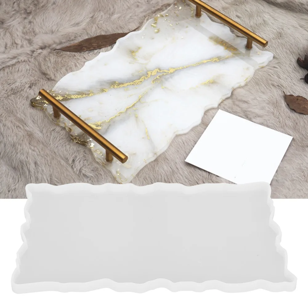 

Форма для литья из смолы, мягкая силиконовая форма, белая, 11,8 x 7,5 дюймов, форма для чайного подноса, силиконовая форма для фруктового подноса, форма для блюд из агата