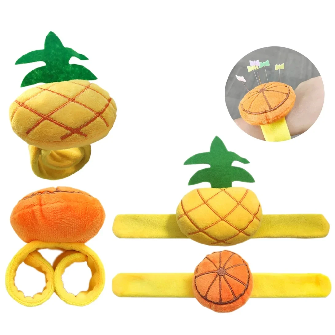 Cute Pineapple/Lemon Pin Cushion Wrist Strap Embroidery Needle Pincushions Pad Sewing Pincushions Needlework Holders DIY Crafts