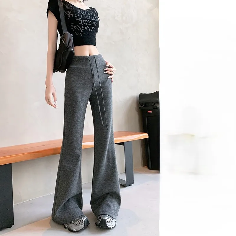 Bootcut Broek Zwart Dames Feestkleding Club Nacht Avond Elegante Mode Trendy Versierd Lovertjes Kralen Geborduurd Dames