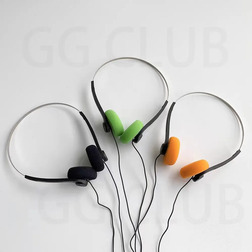 Sports Fashion Classic Vintage-80's Headphones Wired Adjustable Wired Small Headphones Portable ABS Retro Headphone Laptop