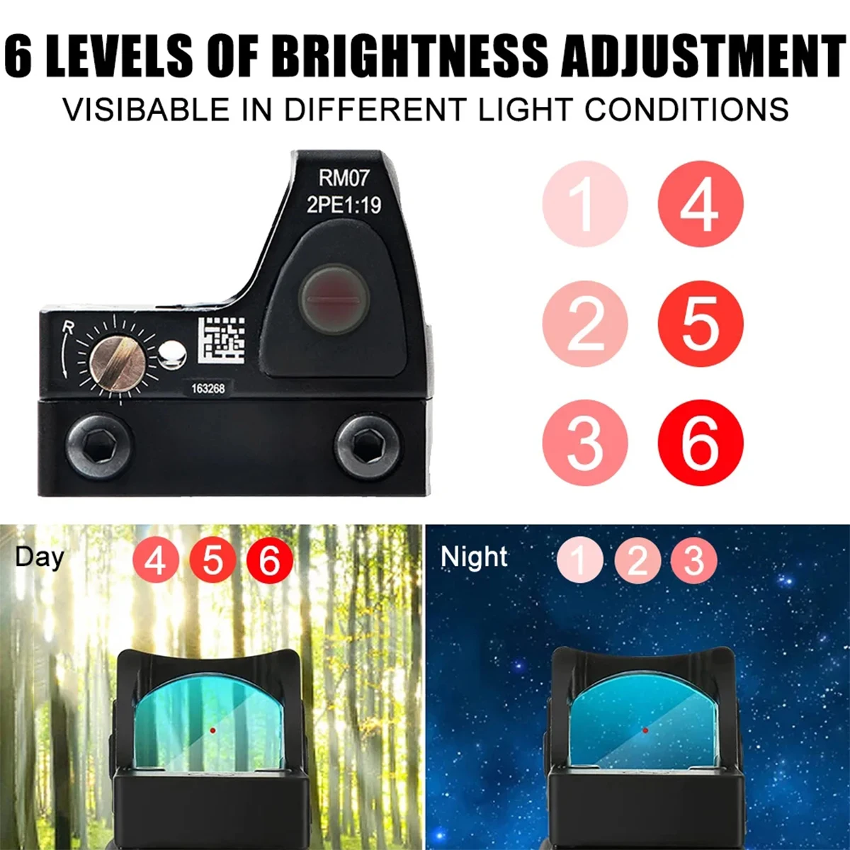 Mira red dot RM Ajustable para riel de pistola Glock óptica metálica - imagen 2