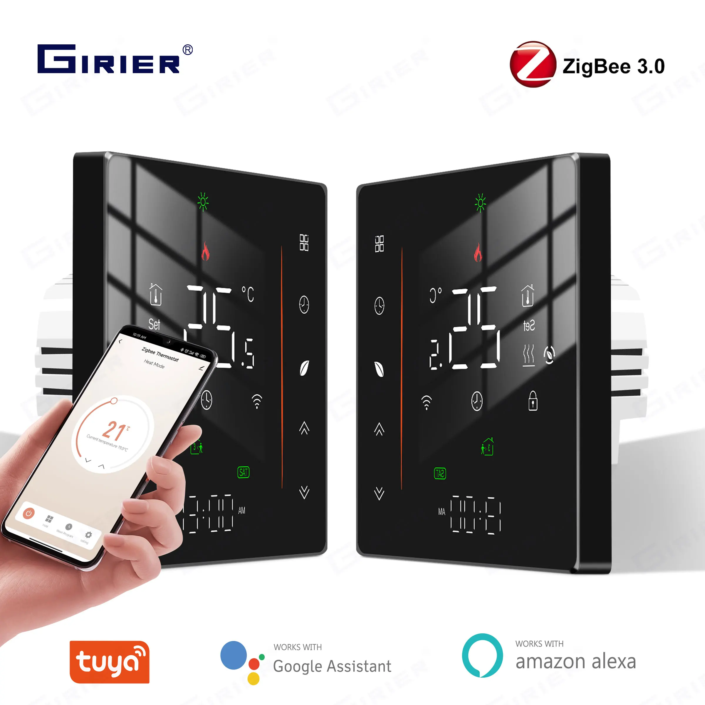 

GIRIER Tuya ZigBee умный термостат для водяного/газового котла электрический подогрев пола программируемый регулятор температуры работает Alexa