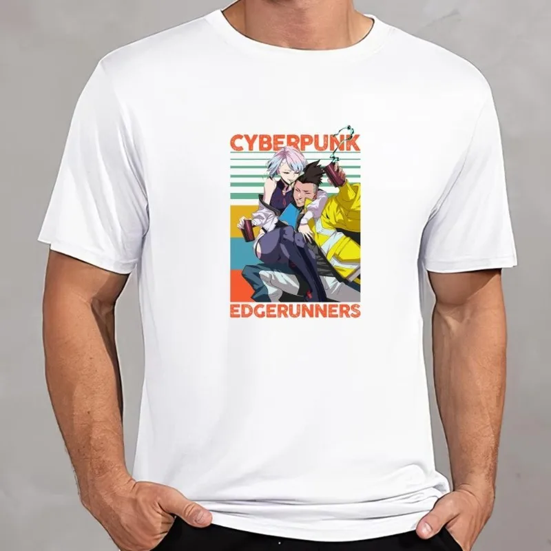 Cyberpunk E-Edgerunners T Shirt Women Couple Combination Clothes Short Sleeve Collar Fashion T-shirt Man Cotton