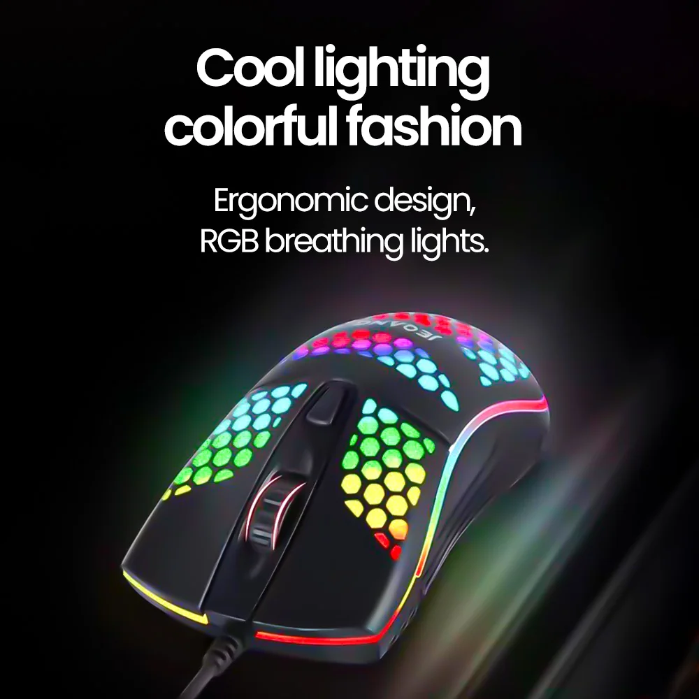USB Wired Mouse RGB Luminous Gaming Mouse 1600DPI Desktop Laptop Mute Office Computer Wired Mouse for Windows PC & Laptop