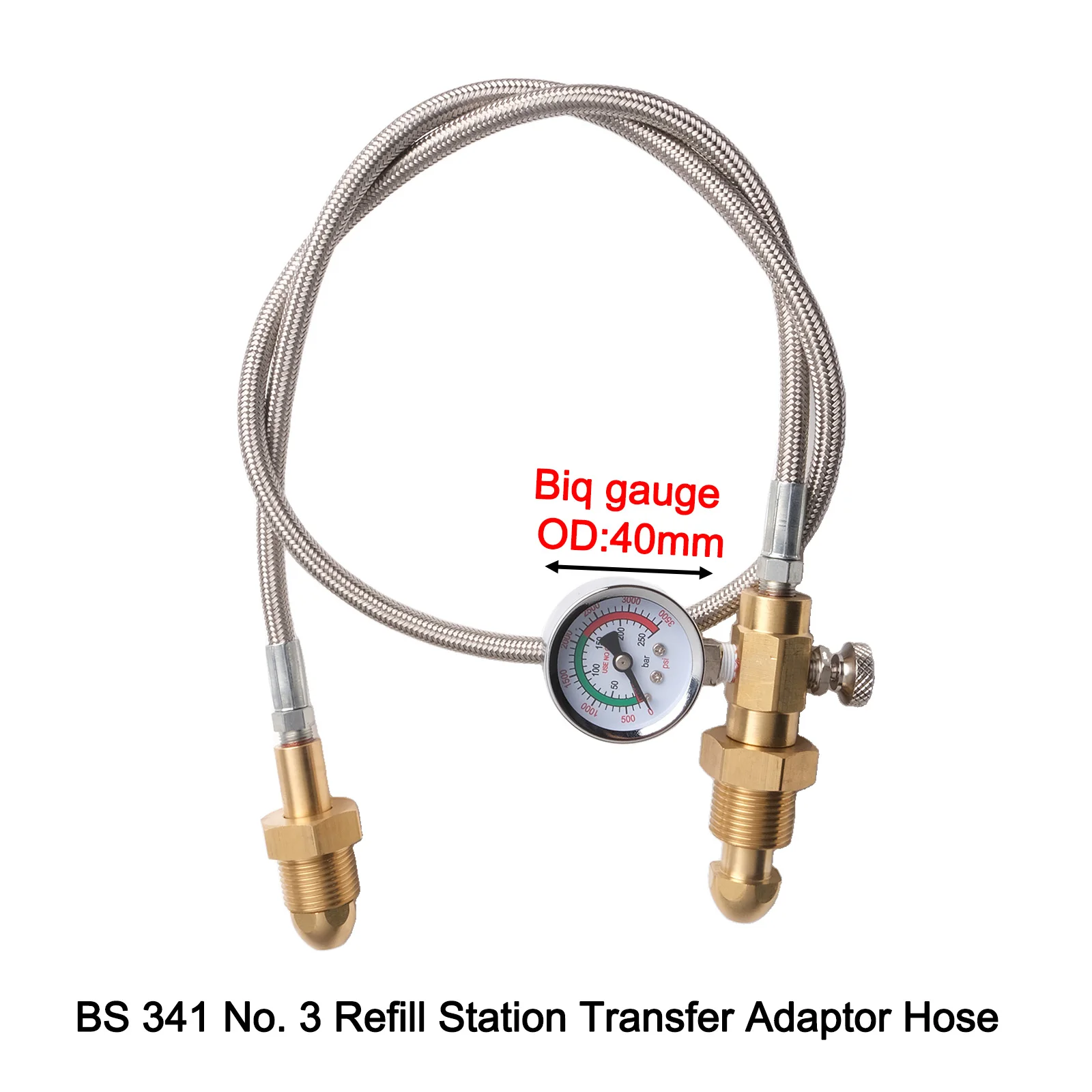 High Performance Refill Station Adapter Hose for BS 341 No 3 Argon Cylinder G 5/8 Connection 150cm for Industrial Use