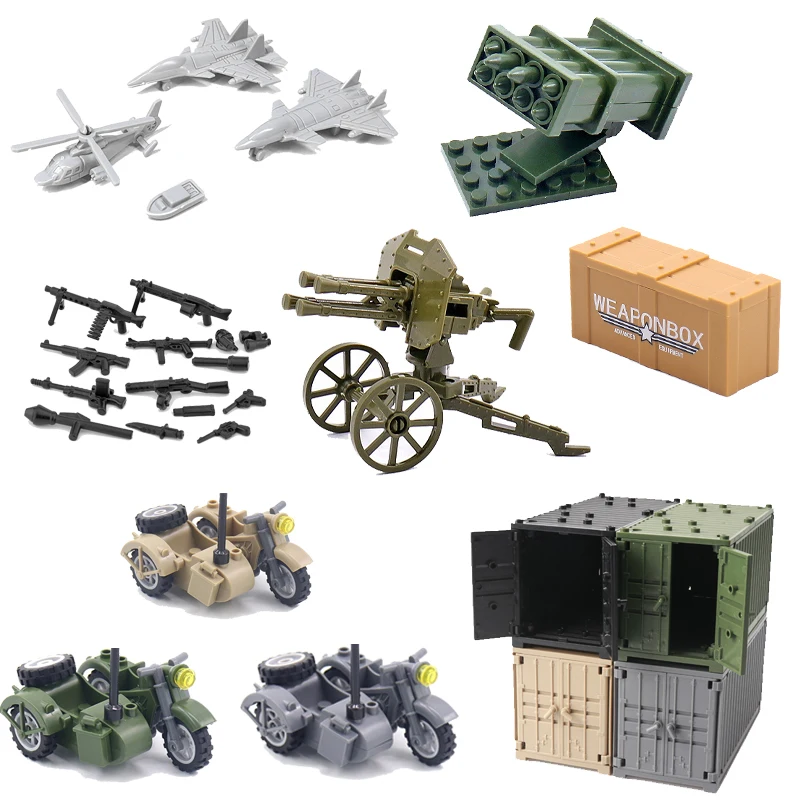 MOC WW2 Military Weapons Gun Container Building Block Accessories Equipment Brick Shipping Transport Case SWAT Kids Toys