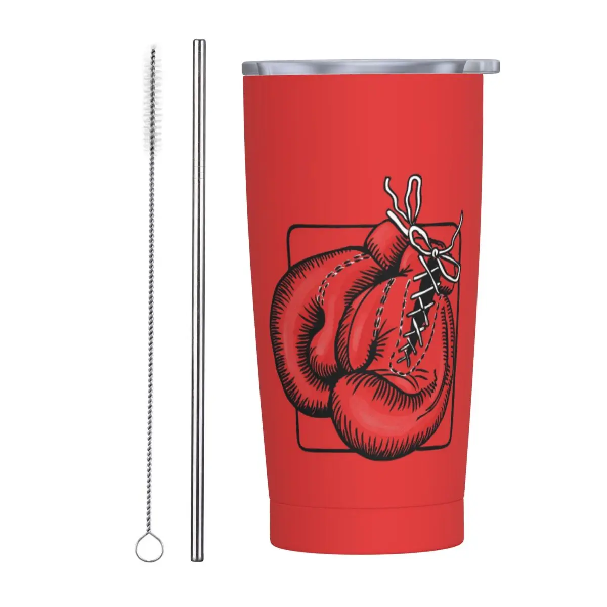 Red Boxing Gloves Stainless Steel Tumbler Vacuum Insulated Mugs Thermal Cold Bottle Straws With Lid 20oz