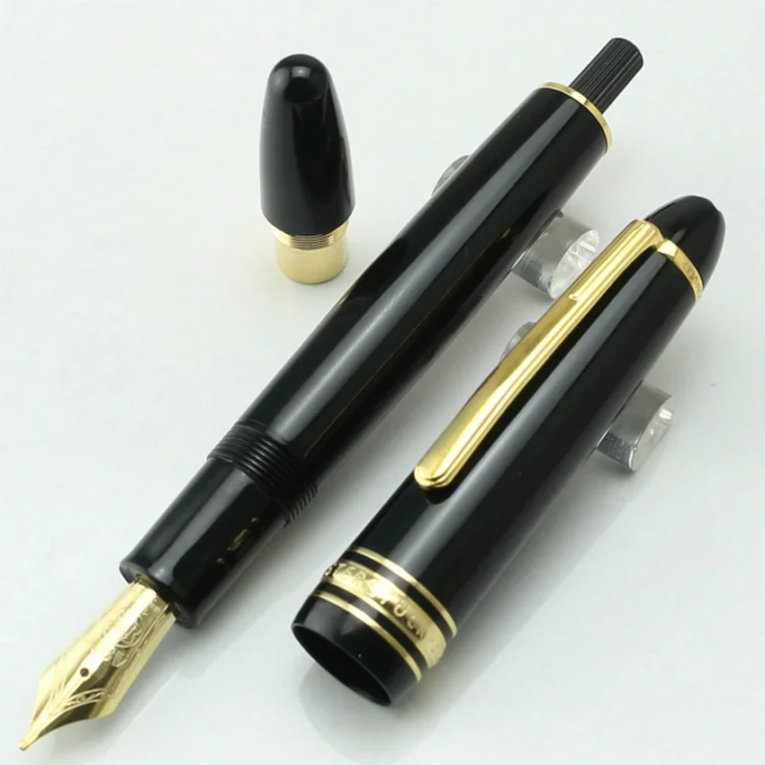 High Quality New MB 149 Piston Fountain Pen Gold Trim Monte Black Rollerball Office Calligraphy Ink Pen with View Window