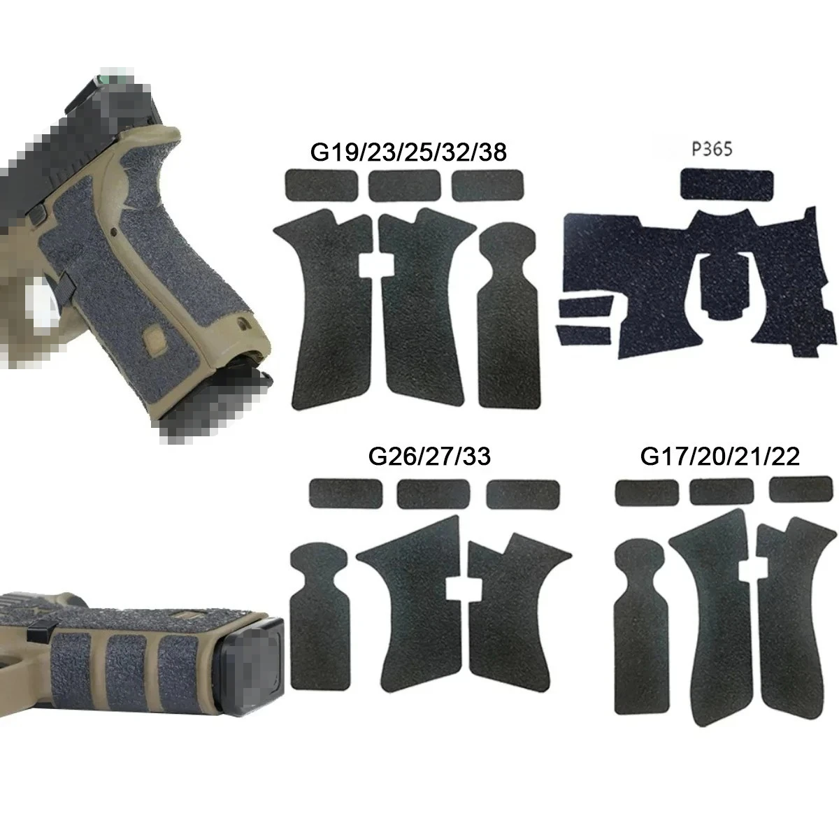 

Tactical 9mm P365 Non-slip Rubber Sticker Grip Wrap Tape Glove Holster For G17/19 20/22/23/25/26/33/43 Holster Accessories