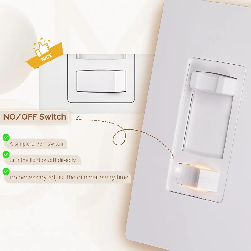 MOES Dimmer Light Switch 4 Pack, 3 Way & Single Pole Dimmable Switch for LED,CFL,Incandescent,Halogen, 600Watt Max, ON/Off Switc