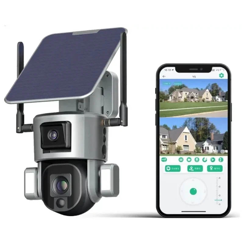 8MP Wireless 4k Vigilancia 4g Solar Ptz Alarma Security WiFi Panoramic System Solar Human Double Lens Surveillance Camera